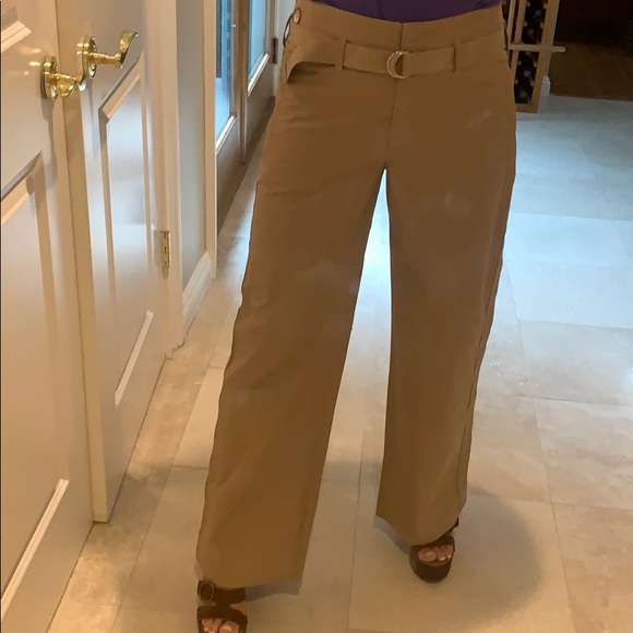 MONCLER. High Waist Wide Leg TanPant. 40(4/6)